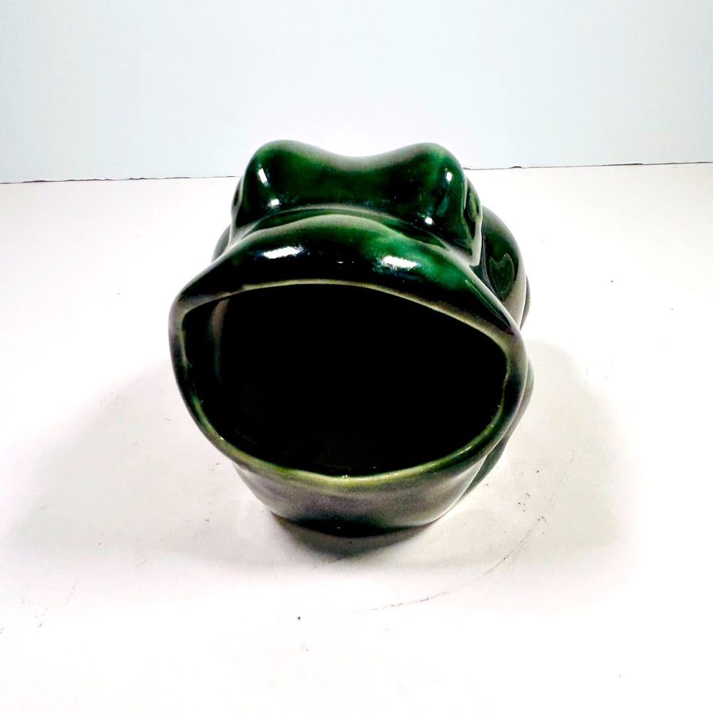 Vintage Retro Dark Green Wide Mouth Frog Sponge Holder  Made In Brazil